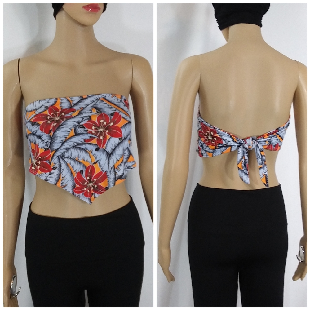 TOPSHOP Simple Soft Stretchy Tied Tropical  Bandana Top or Headwrap